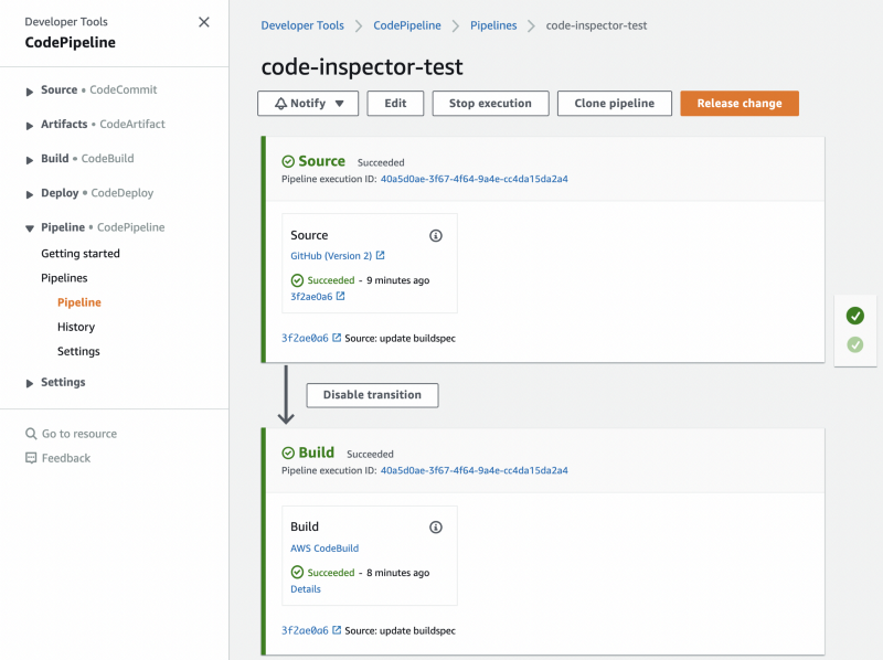 AWS Build results