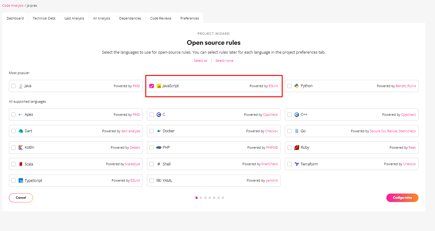 Codiga code analysis tool - step 3 2