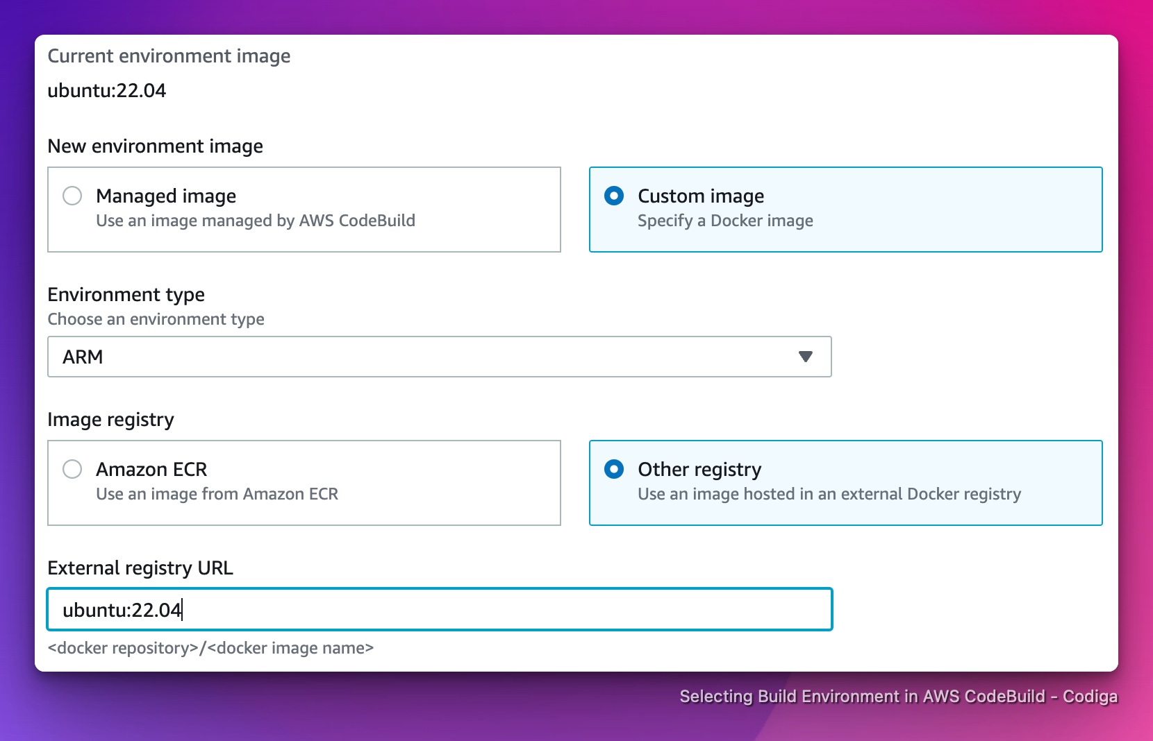 AWS CodeBuild Platform selection