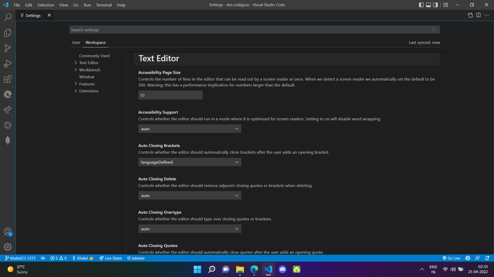 VSCODE SETTINGS